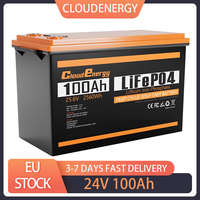 Cloudenergy 24V 100Ah LiFePO4 Battery Pack 2560Wh Energy 6000+ Cycles Built-in 100A BMS Support in Series/Parallel  RV Off-Grid