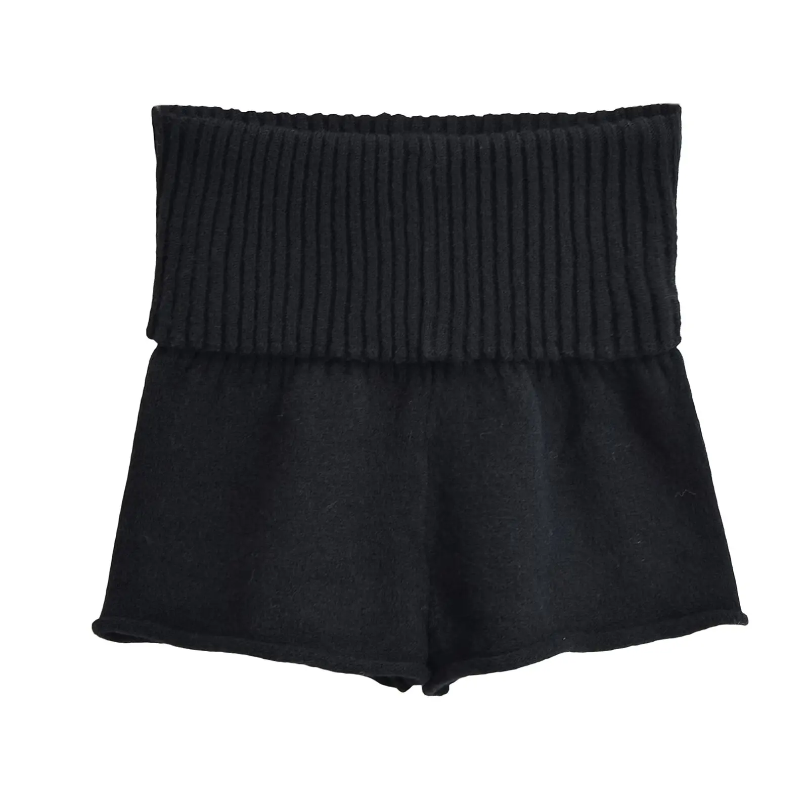 Sweet Sle 로우 허리 니트 오르트 바지 여성 캐주얼 루즈핏 다리 길어지는 턴 업 카프리 바지 중국 생산