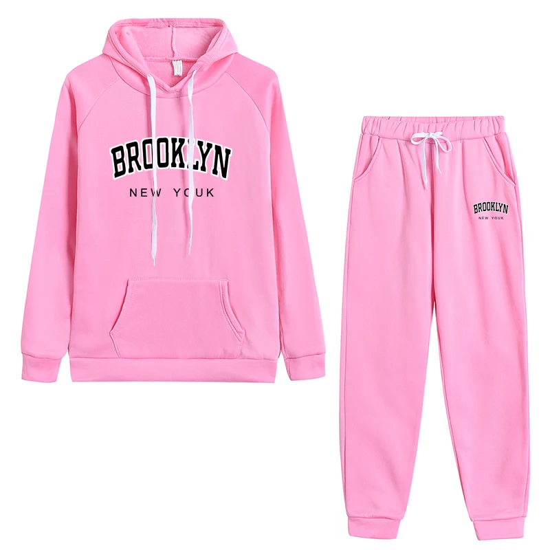 Damski dres Brooklyn drukowanie bluzy z kapturem odzież Casual wysokiej jakości zestawy spodni do joggingu ciepła jesienno-zimowa