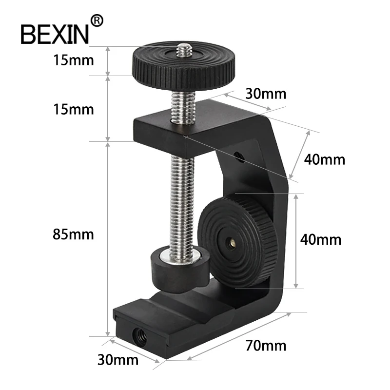 デスクトップユニバーサルタイプCネジマウントアダプター、ミニボールヘッド付きカメラ取り付けクリップ、多機能、1/4ネジ