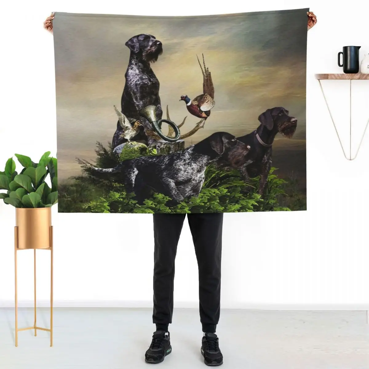 

German Wirehaired Pointers, Gundogs Throw Blanket Portable Lightweight Blanket for Travel Camping