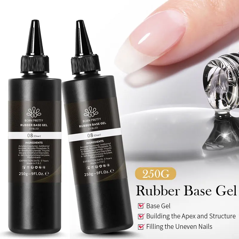 본 프리티 250g 러버 베이스 젤 네일 폴리쉬 밀키 화이트 카모플라쥬 반투명 젤리 컬러 쏙 오프 베이스 탑 코트 대용량