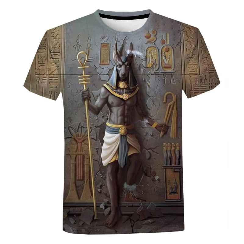 Vintage Anubis Black Egyptian Art 3D Printed T-shirt Men Women Casual Short Sleeve Ancient Egypt Classical T Shirt Tee Tops