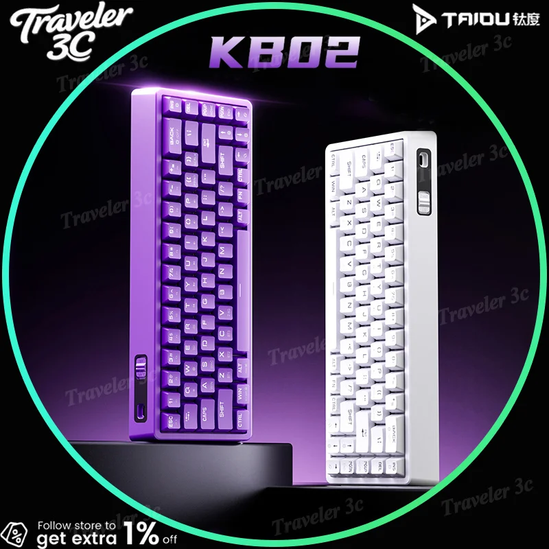 

TAIDU KB02 Беспроводная трехрежимная 68-клавишная механическая клавиатура с горячей заменой Bluetooth Прокладка RGB Light Gaming Offcie Многофункциональный подарок