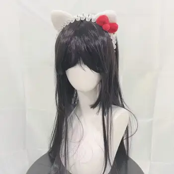 Serre-tête blanc à oreilles de chat fait main avec nœud papillon rouge, accessoire de coiffure Lolita fait main pour femme 8 best sales Oreilles de chat blanches - №7