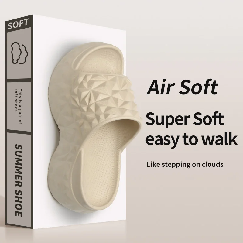 نعال سميكة للنساء ترتدي الخارج مع قاعدة إسفنجية وزيادة الارتفاع، شباشب أناناس مضادة للانزلاق