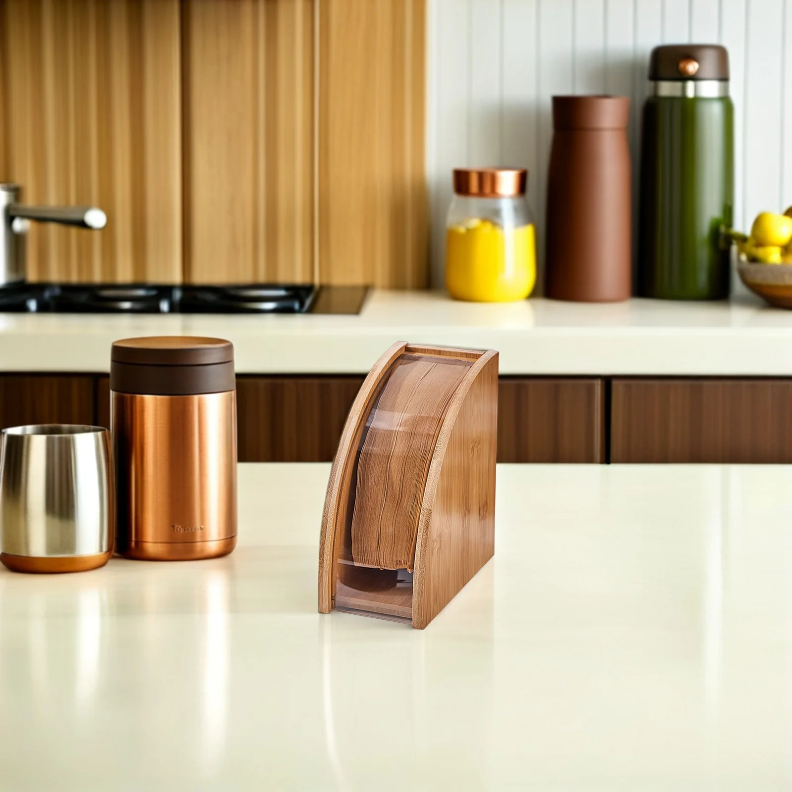 

Деревянный веерообразный держатель для фильтра для кофе, подставка для бумаги, бытовой органайзер, большая емкость, стеллаж для хранения фильтровальной бумаги, кофейный бар