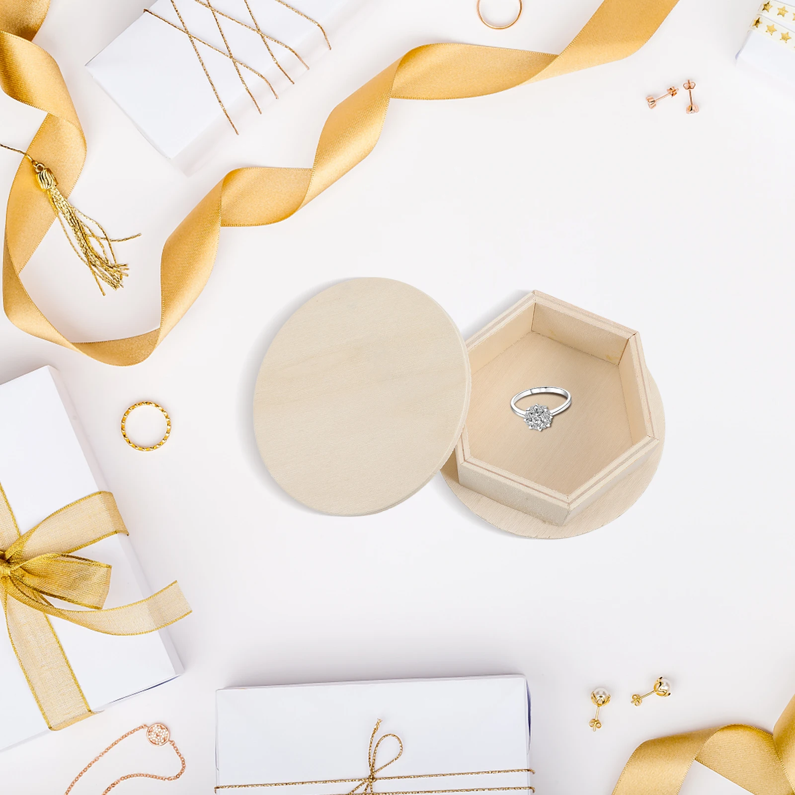 

3pcs Wooden Storage Boxes Unfinished Small Wood Box with Lid for Jewelry Craft DIY Home Organization Container