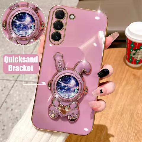 Quicksand Astronaut Phone Holder Case For Samsung Galaxy S23 S21 S20 S22 S10 Note 10 20 Plus Ultra S20 Fe S 21 5G Stand Cover