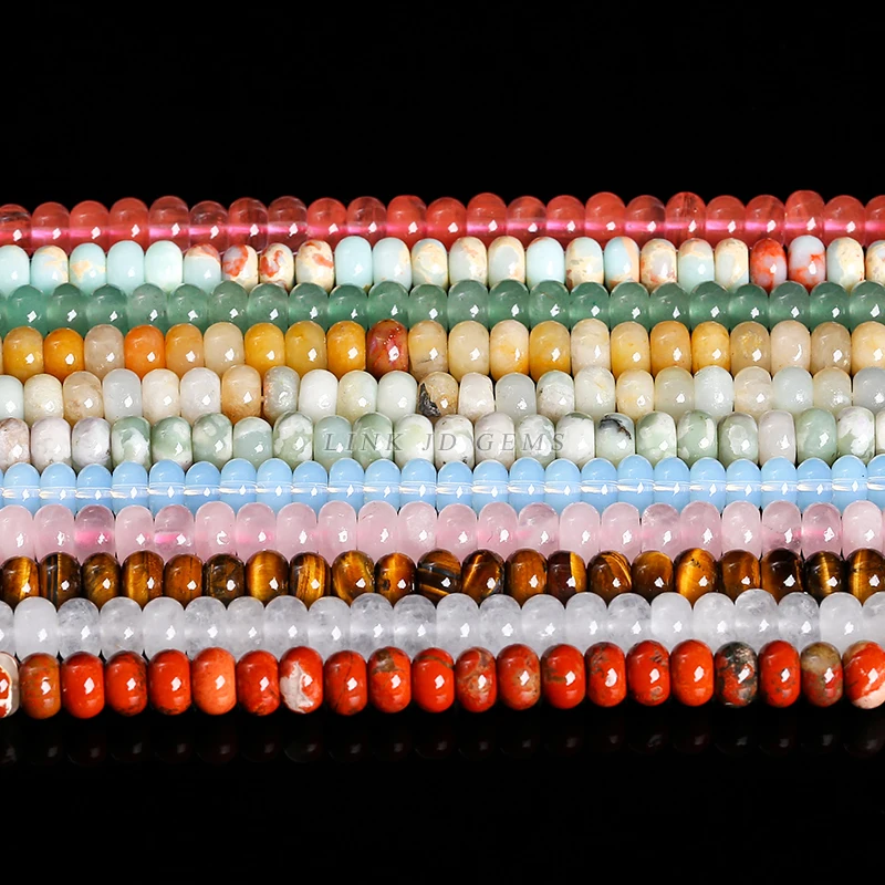 8x5mm Natural Stone Yellow Tiger Eye Pink Quartz Flat Abacus Bead Loose Spacer For Jewelry Making Diy Necklace Bracelet