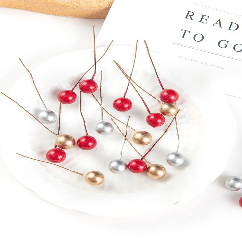 

50/100Pc Artificial Polychrome Cheap Round Bead Home Room Wedding Garden New Year Garland Ornamental Decora Diy Gift Accessories