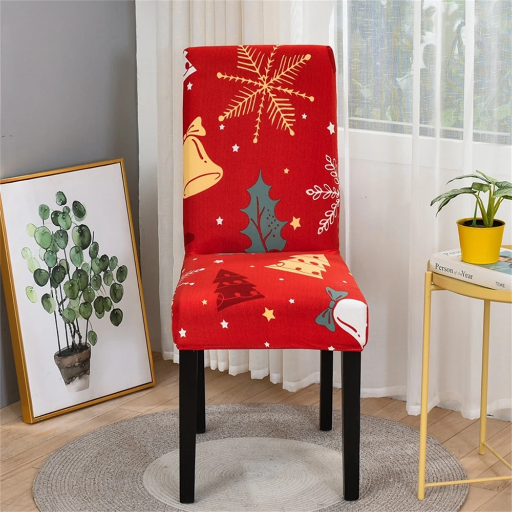 

Christmas Tree Restaurant Stretch Chair Cover Santa Claus Seat Cover Washable Chair Cover Suitable For Home Chair Decoration