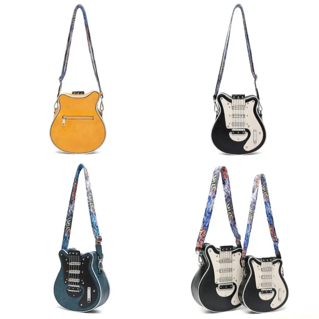 

X90D PU Leather Crossbody Bag in Guitar Student Shoulder Bags Adjustable Strap for School Rehearsals and Performances