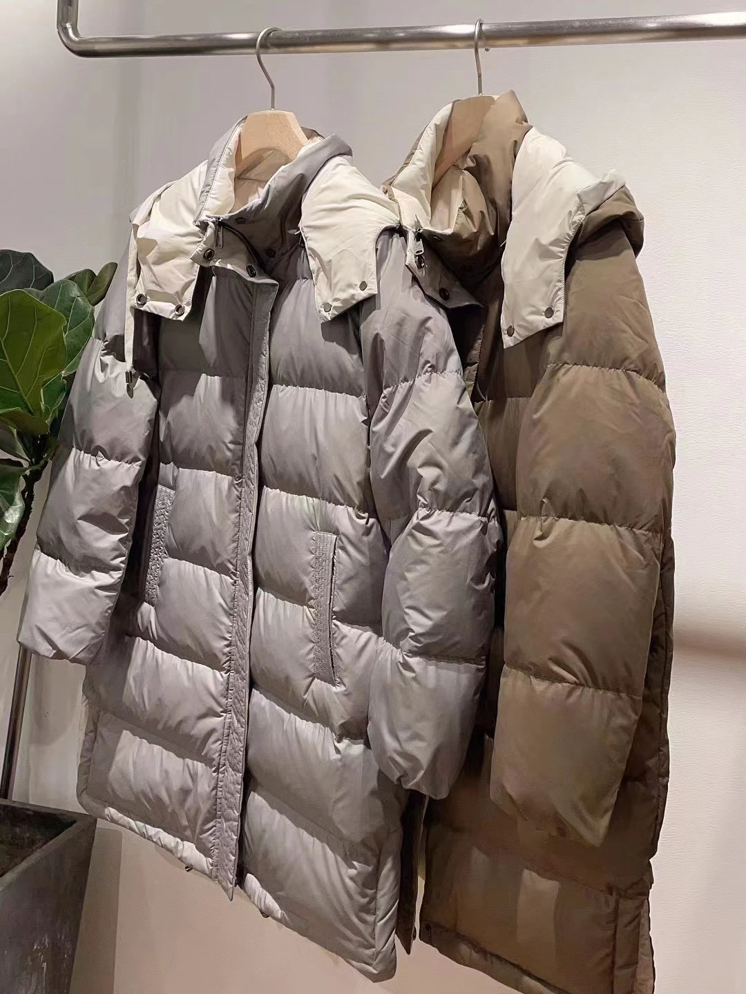 Goose Down Coat with Removable Hood, Casual Style, High Quality, Autumn and Winter