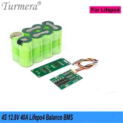 Turmera 4S 40A 12.8V 14.4V Balance BMS Protected Board Use in 3.2V 18650 26650 32700 33140 Lifepo4 Battery pack