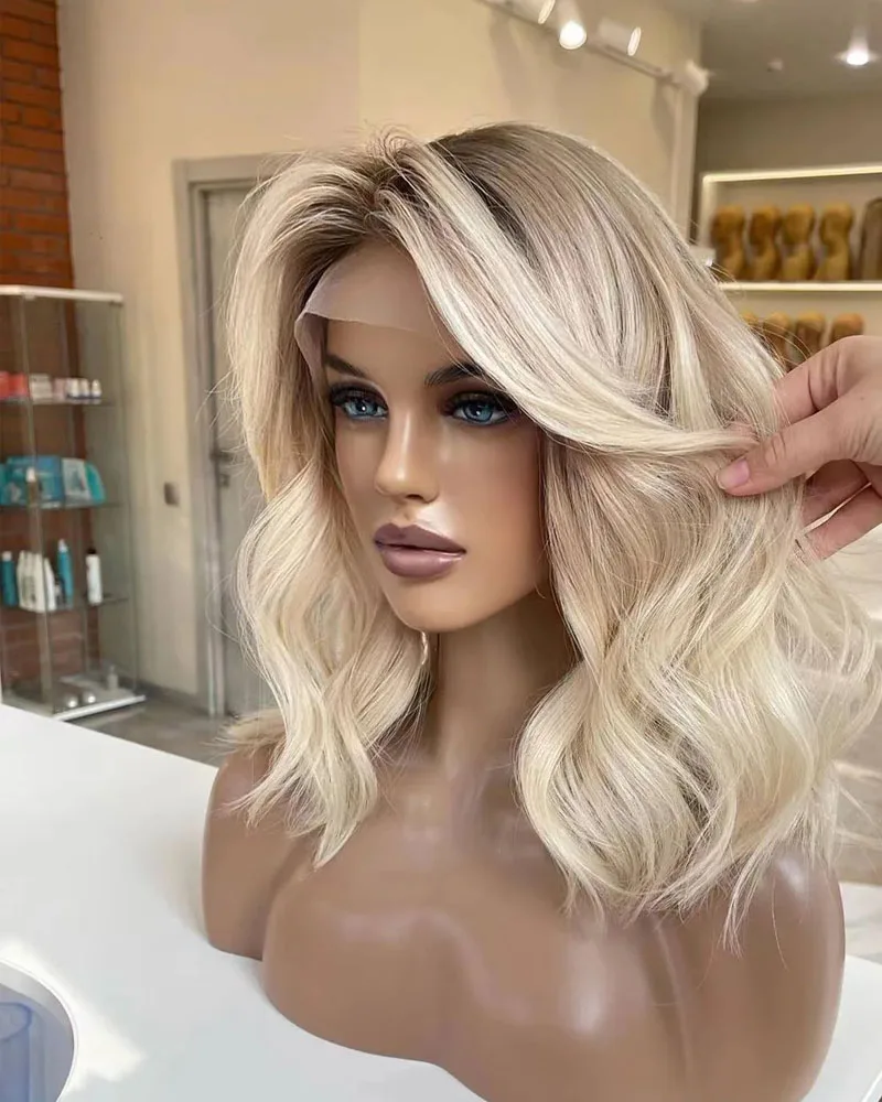 Platinum Blonde Body Wave Transparent Lace Front Human Hair Wig Pre Plucked Baby Hair Bleached Knots Virgin Hair Wig For Women