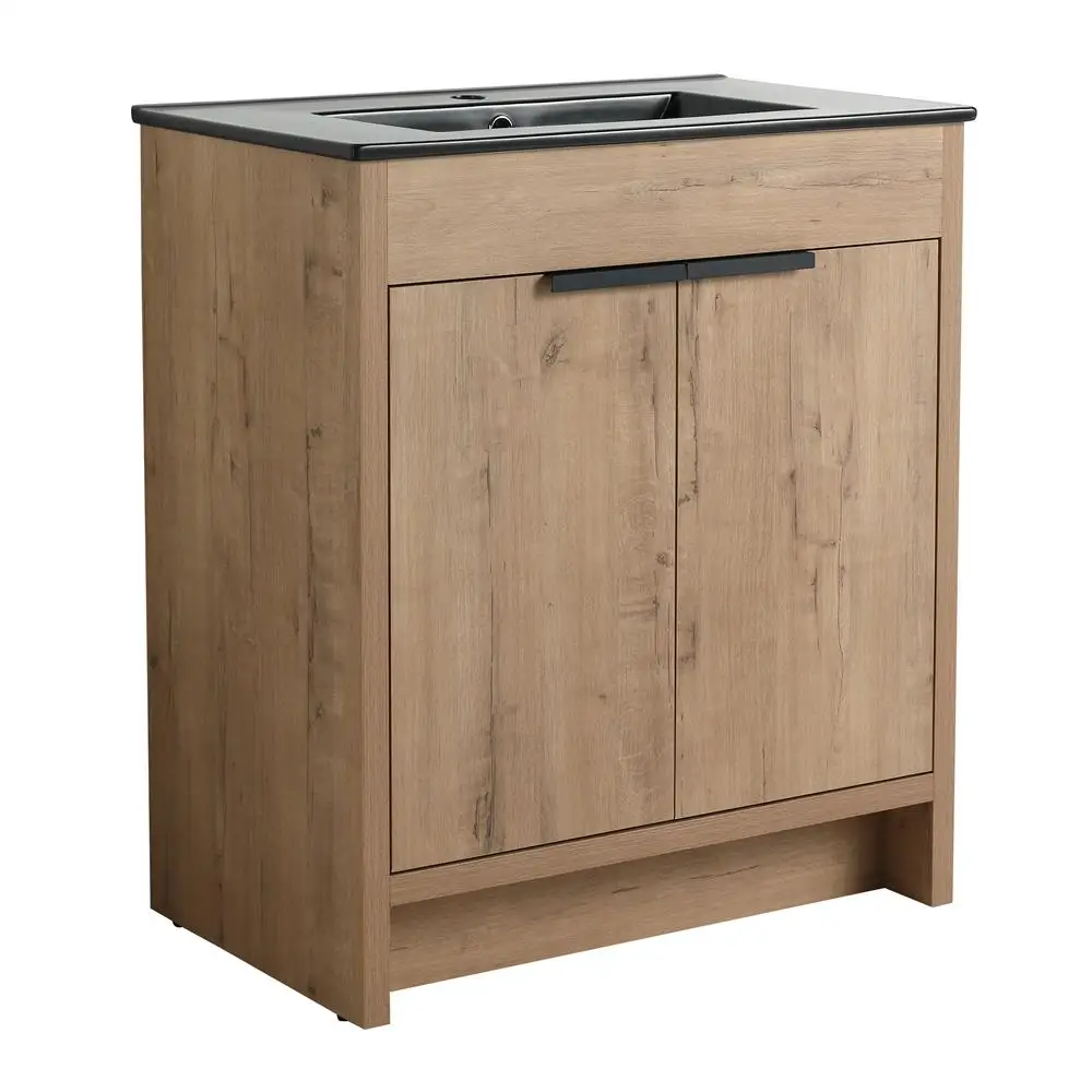 

30" Freestanding Bathroom Cabinet With Basin & 2 Soft-Close Cabinet Doors