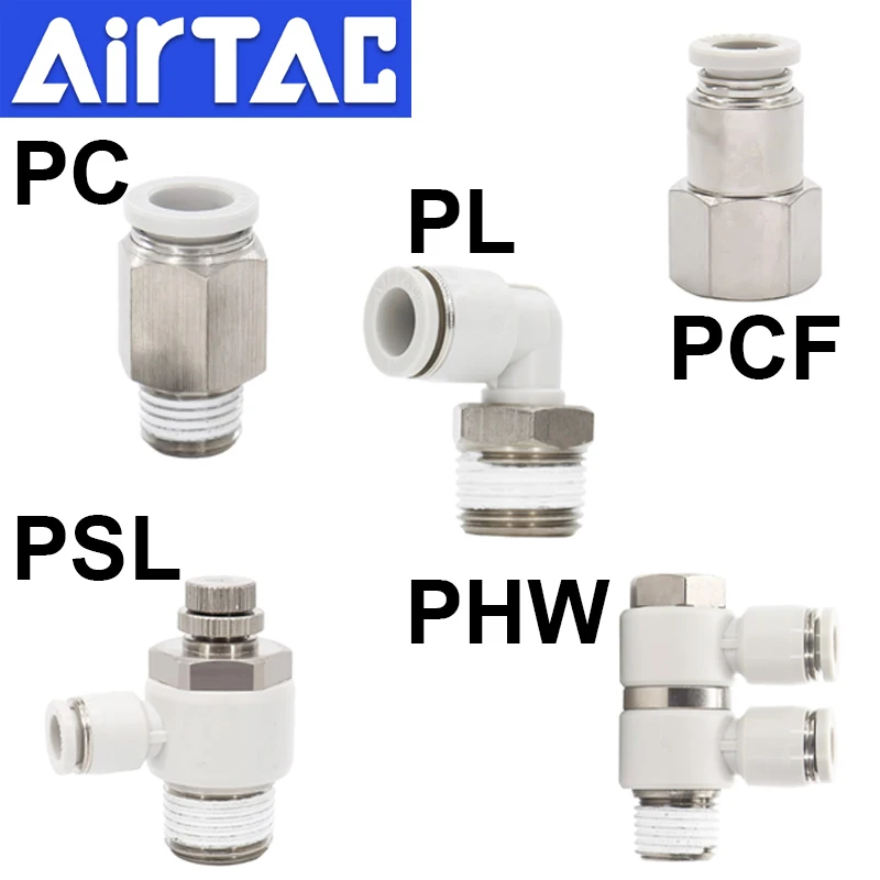 5Pcs AirTAC PC PCF PSL PHW PL Male Elbow 4 6 8 10 12mm Thread M5 PT1/8 1/4 3/8 1/2 One Touch Tube Connector Pneumatic Fittings