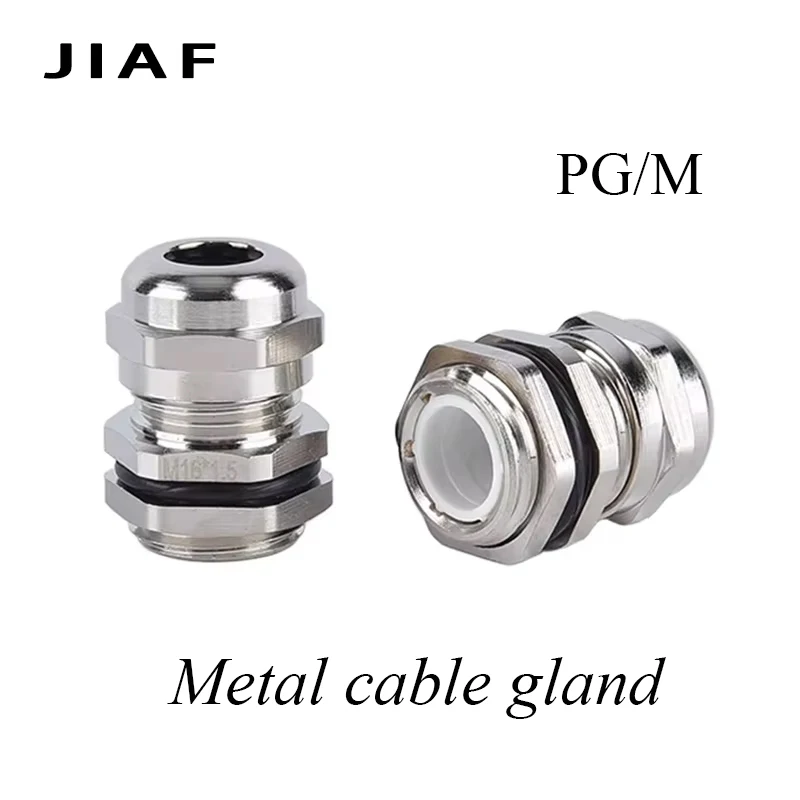 1Piece IP68 Metal Waterproof Cable Glands PG7 M20 Nickel Plated Brass Metric Glands PG9 PG16 Cable Fixing Sealing Joints M12 M16