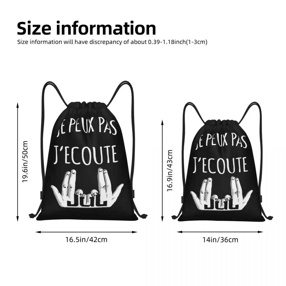 I Can't I'm Listening To Jul Drawstring Backpack Sports Gym Bag HIp Hop String Sackpack for Cycling