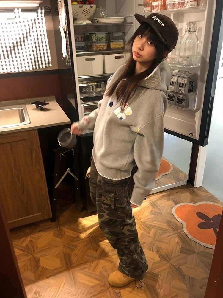 

Ретро Американский Dopane Color Blo Лоскутная толстовка с капюшоном Трикотаж Свободная утягивающая мужская и женская осенне-зимняя повседневная верхняя одежда