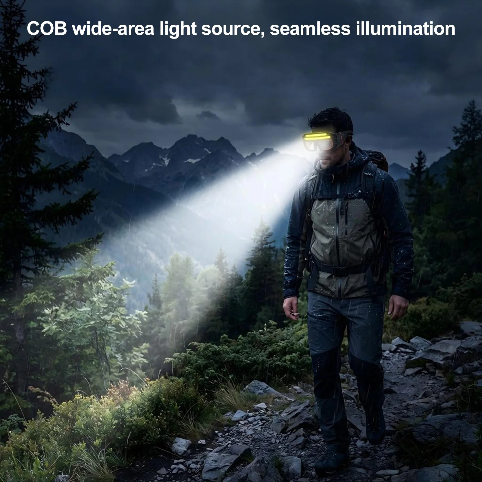 LED COB Double Light Source Protective Eyewear IPX4 Waterproof Headlight Light Up Glasses Headlamp for Camping Hiking Running view 3