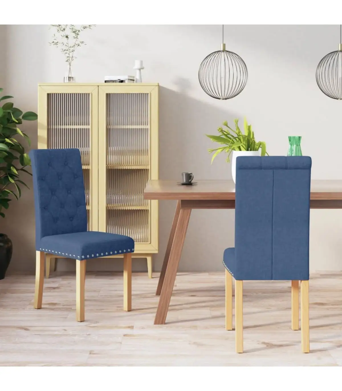 Dining chairs blue fabric dining chairs 2 units