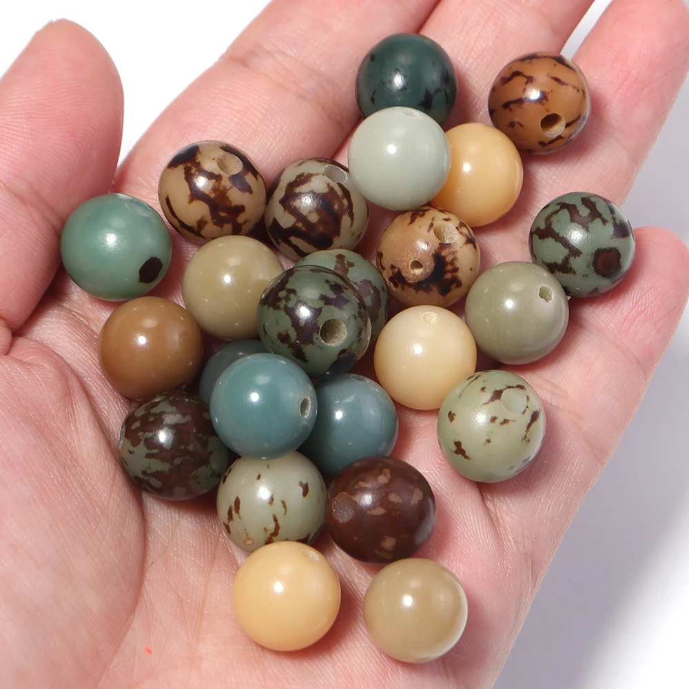 20–50 Stück 12 mm natürliche Bodhi-Perlen aus Holz, glatte, runde, lose, abstandsgewordene Perlen für handgefertigte DIY-Halsketten, Armbänder, Schmuckherstellung – Detail 4