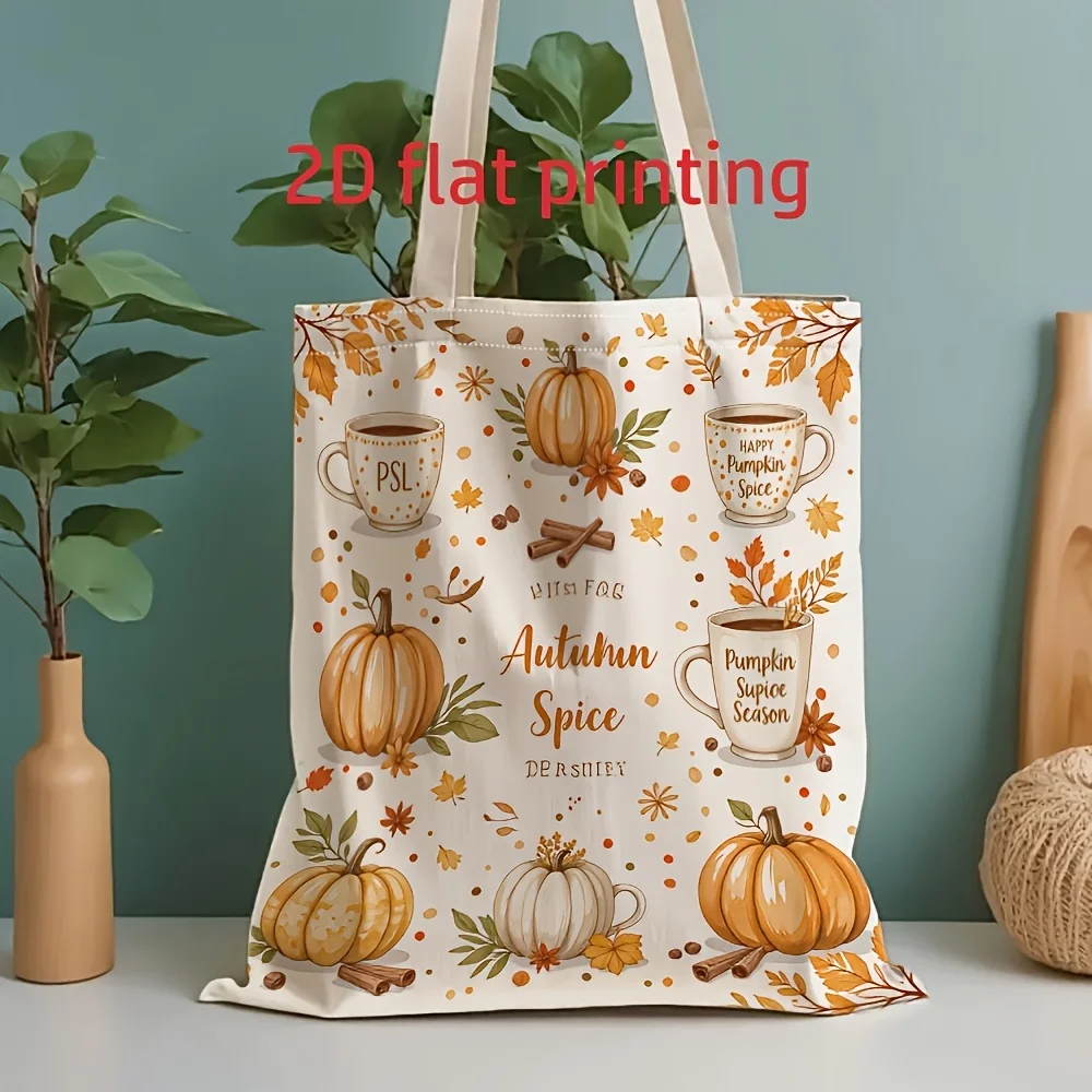 Autumn Spice Season Shoulder Bag, Pumpkin Spice Latte Cup, Pumpkin, Cinnamon And Fall Leaf All-Over Print Daily Carry Bag