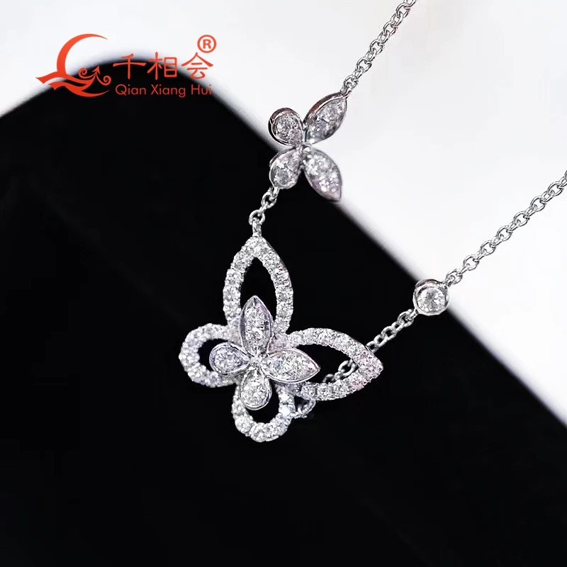 

14mm S925 silver butterfly D VVS moissanite pendant choker necklace valentine's gift dating wedding