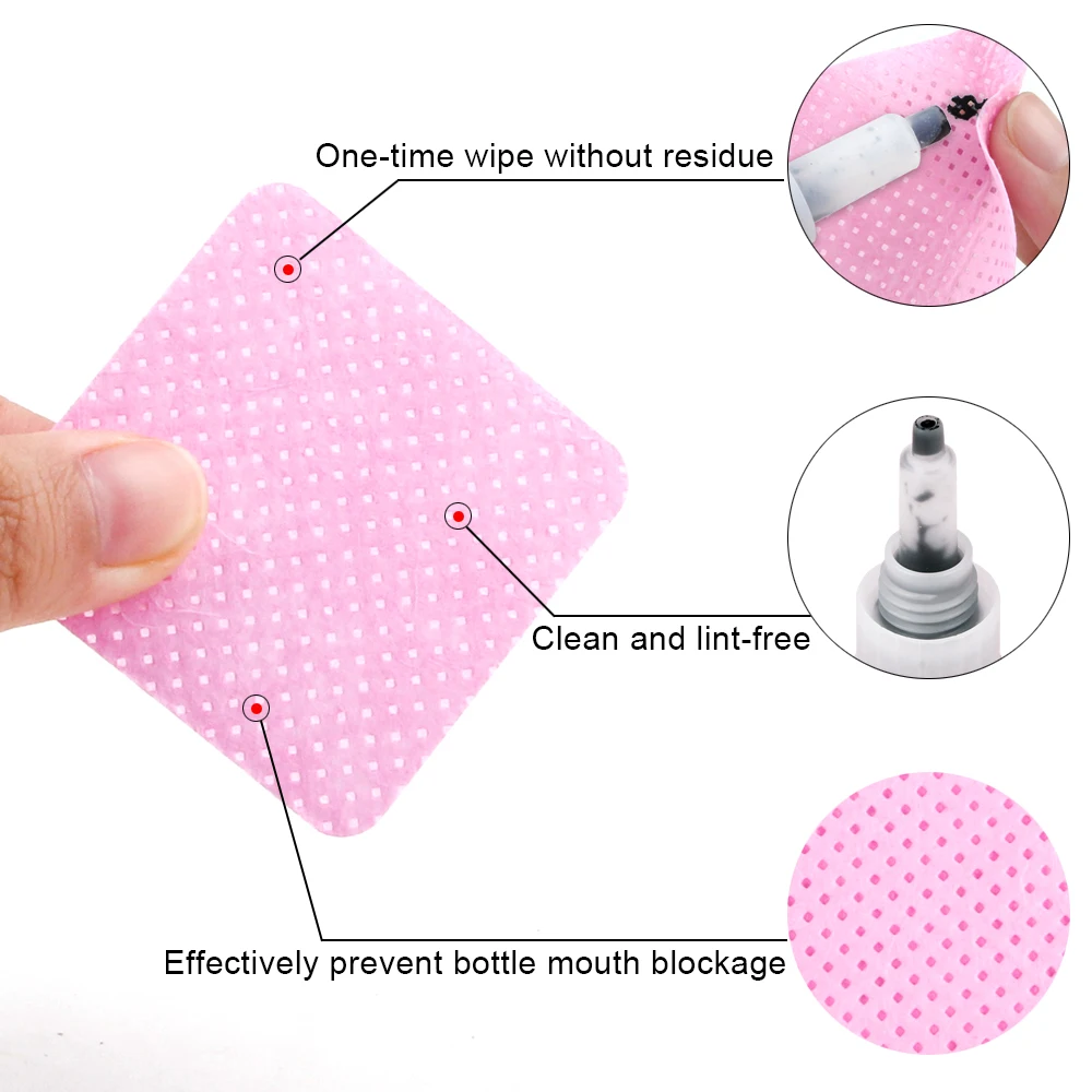 200Pcs Lint Free Nail Wipes Nail Polish Remover Pads Eyelash Extension Glue Cleaning Wipes Absorbent Soft Removal Manicure Tools