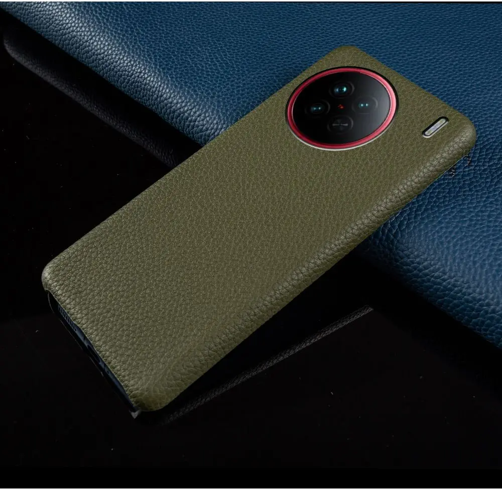 For VIVO X90 Pro Plus Case Luxury Genuine Leather Phone Cover X80 Pro X80Lite Handcraft Bussiness Protection Funda Shell Capa