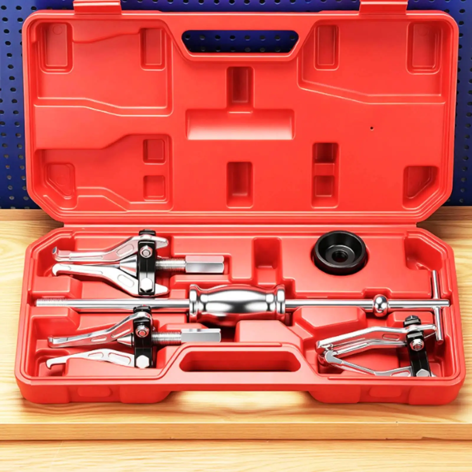 Professional Grade 5 Piece Bearing Removal Tool Kit Heavy Duty Puller with Chrome Resistant Finish for Garage Workshop and