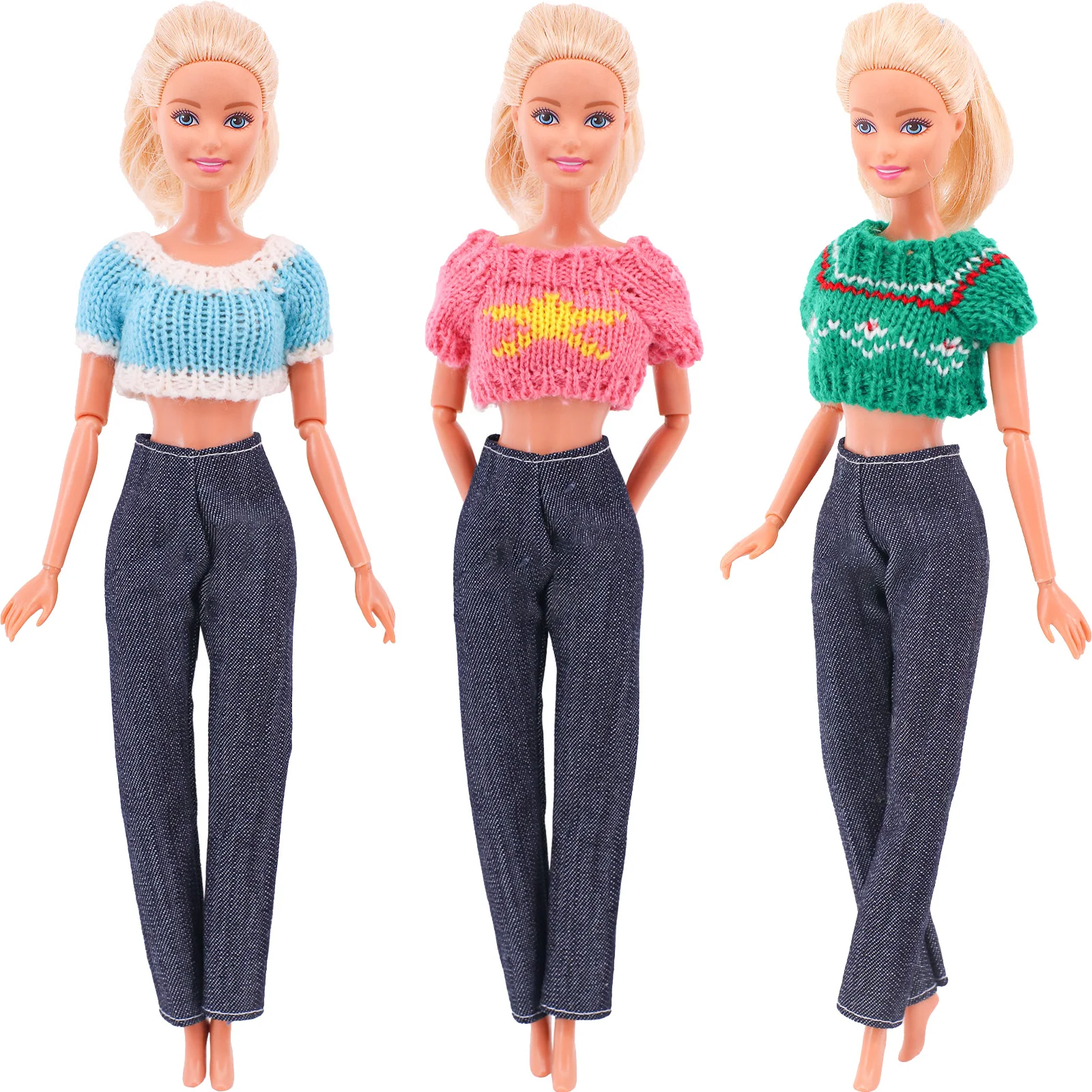 3 Set 1/6 BJD Doll Clothes Handmade Sweater+Long Pants Fashion Love Pattern For 11.8Inch Barbies Doll,Blythe Girl Dolls Kid Toys