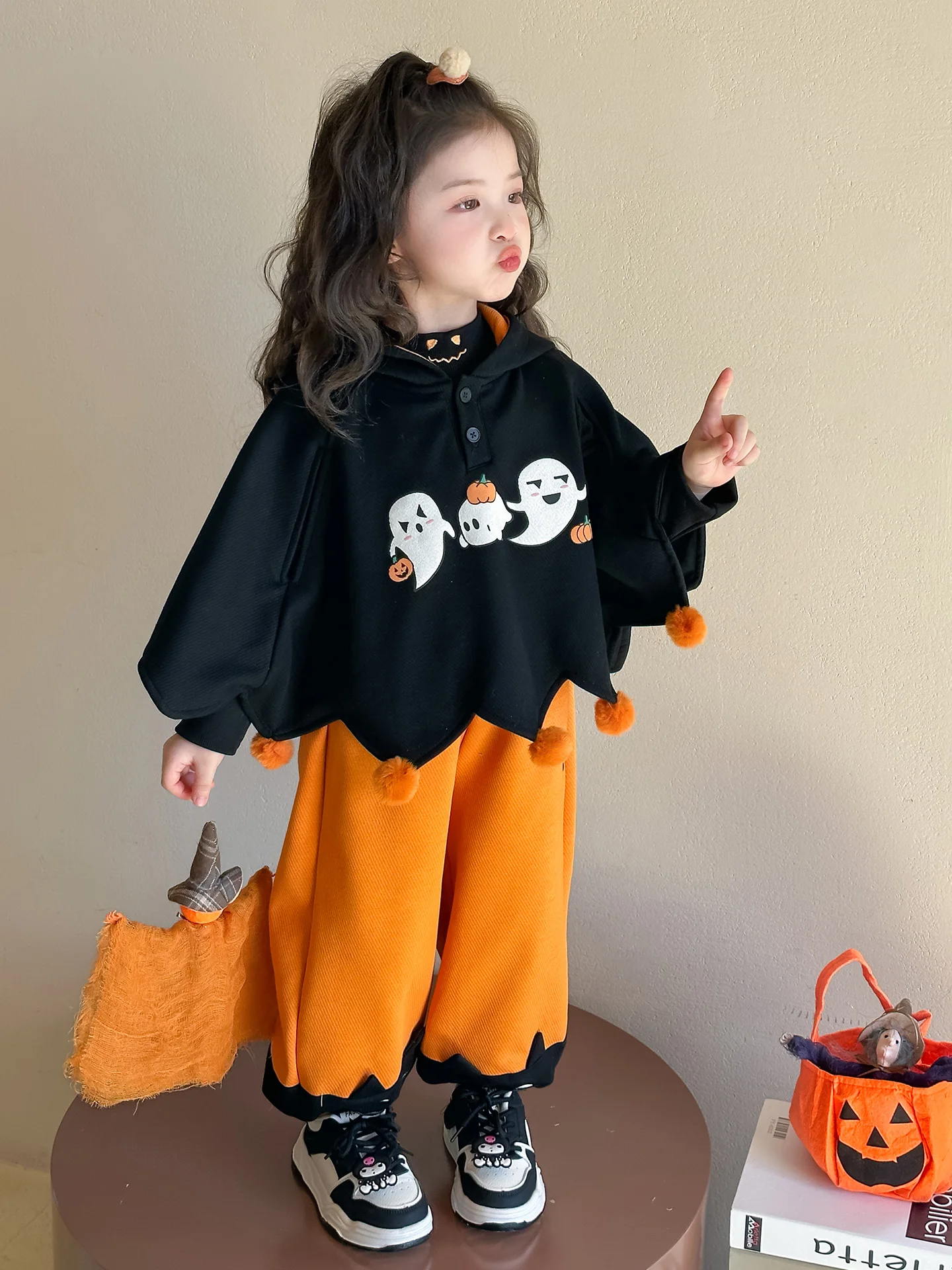 loween Costume cosplay per bambini Zucca Princ Ghost irt Set da performance per ragazze Abito casual lungo Sle Sve