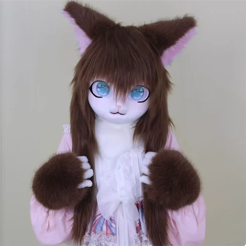 24 cores fursuit cosplay fone de ouvido peludo traje pata cabeça base comiket peludo kig kigurumi animal gato coelho besta máscara cosplay