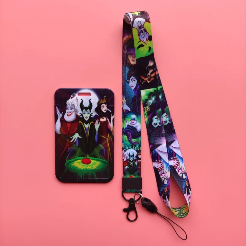 Disney Villains ID Badge Holder Gift with Cute Neck Lanyard Strap for Women and Men ,capacity:2 Credit Cards or Name Cards