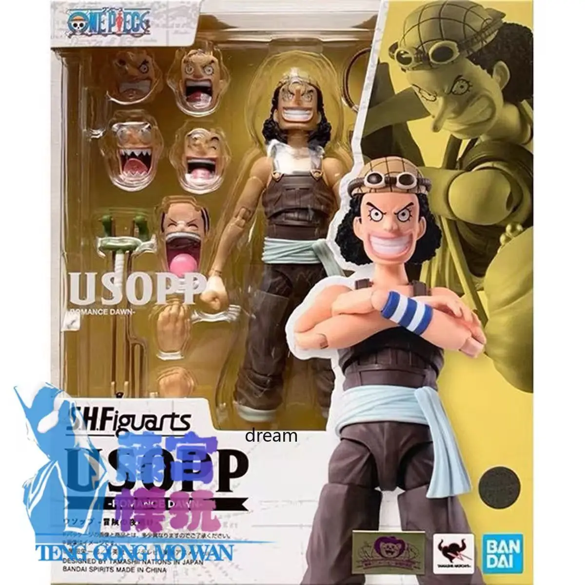 Bandai Genuine SHF One Piece Usopp -Romance Dawn- Action Figure Collectible Model Toy Ornament Gift for Kids Boys Girls