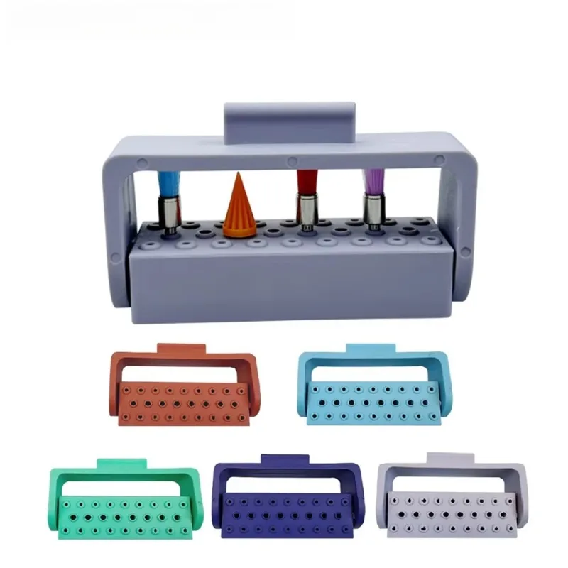 

6PCS Dental Endo Files Holder Plastic Bur Holder Autoclavable For High/Low Speed Burs Drill Stand Block Disinfection Box Case