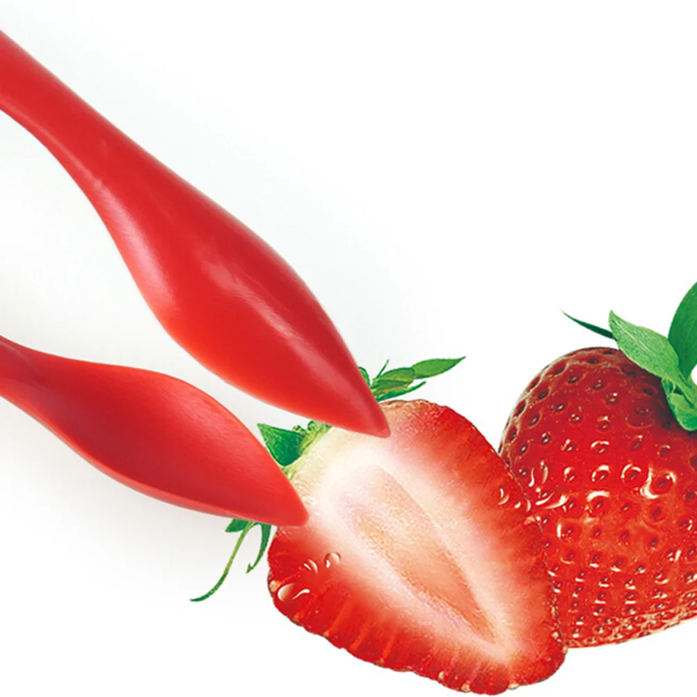 

2Pcs Strawberry Stem Separator Fruit Corer Easy Use Design Well Plastic Remover Red Kitchen Essential Stem Separator