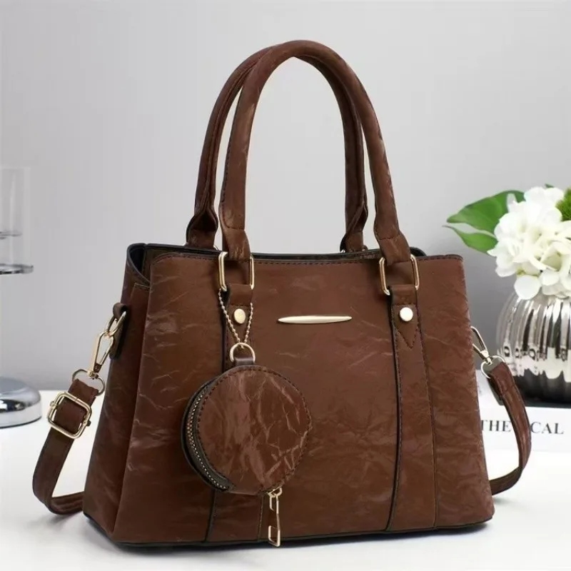 Designer Square Diaper Bag Women Satchel Handbag Textured Leather Original Retro Crossbody Shoulder Purse