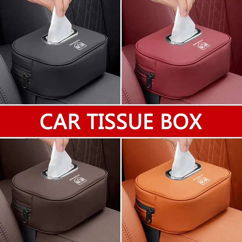 Leather Car Tissue Box Seat Back Tissue Storage Bag for Dodg Durango Charger Ram 1500 Nitro Journey Demon Caliber Accessories