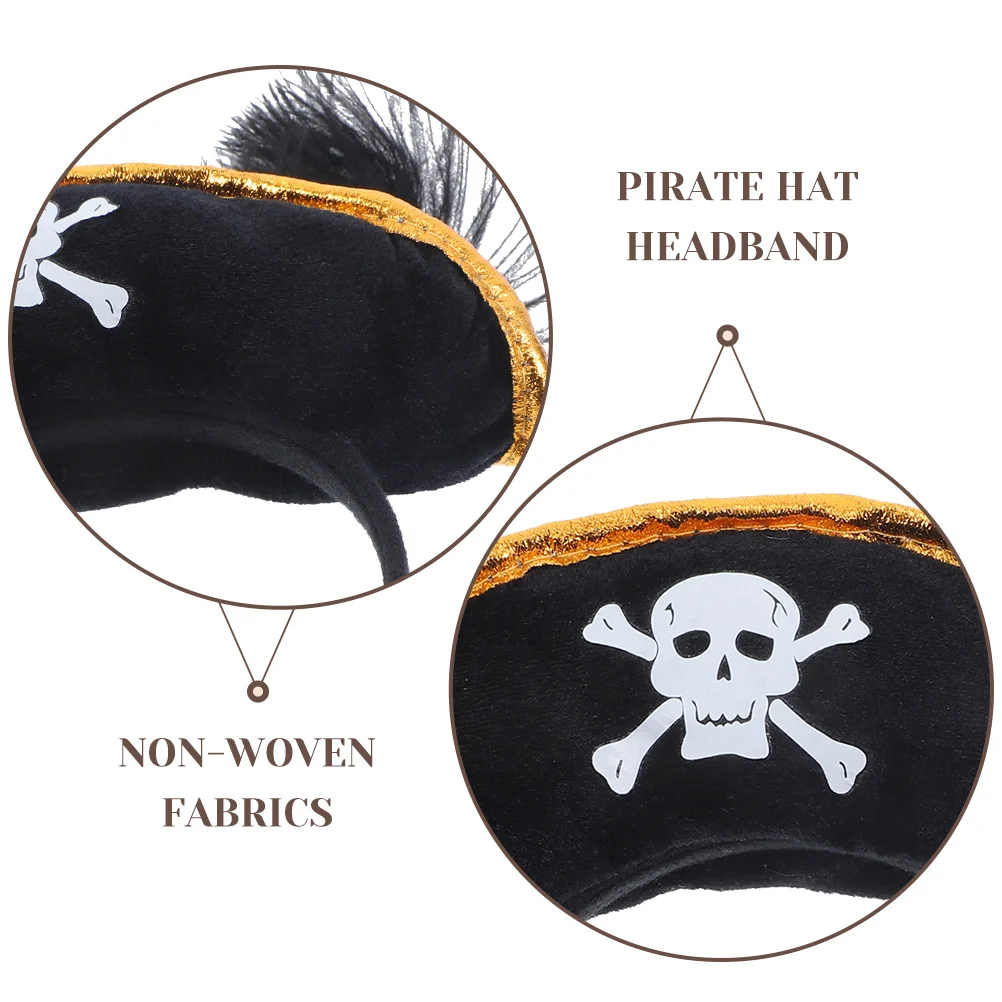 Captain Pirate Hat Party Decorations Skull Headband Makeup Costume Props Accessory Bride Hair Hoop