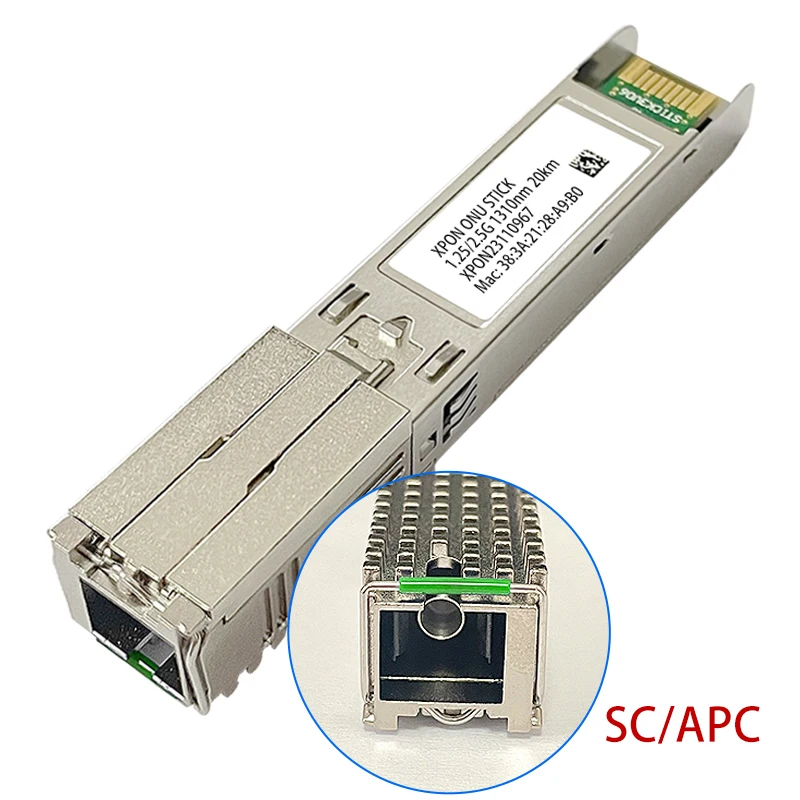 Módulo de SFP da vara de XPON ONU, SFP, 1.25G, 2.5G, SC, UPC ou APC, endereço do Mac, PoE, IPEX, HGU, 1310nm, 20km, OnT, XPON = EPON, GPON