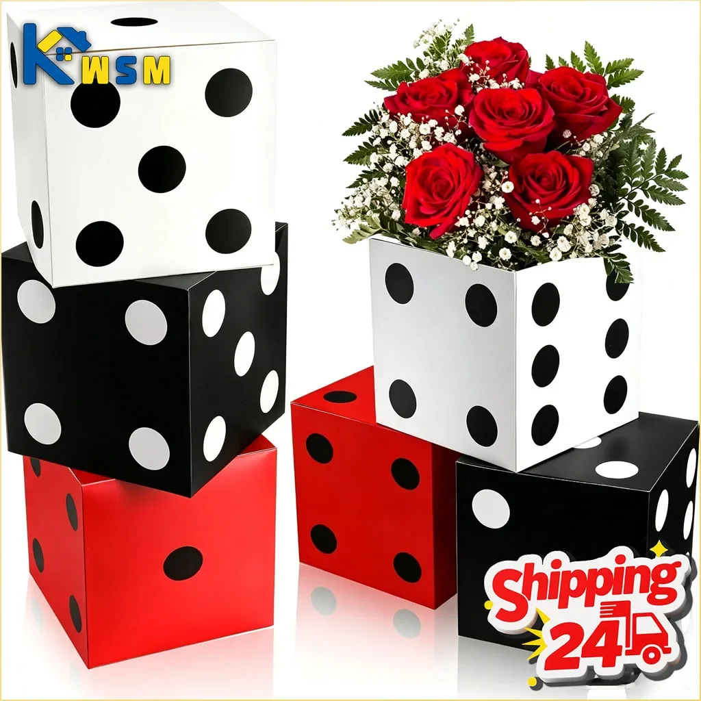 1-10PCS Casino Party Dice Paper Balloon Gift Box Set Table Decor Favor Supplies for Themed Night Jackpot Celebration Kit