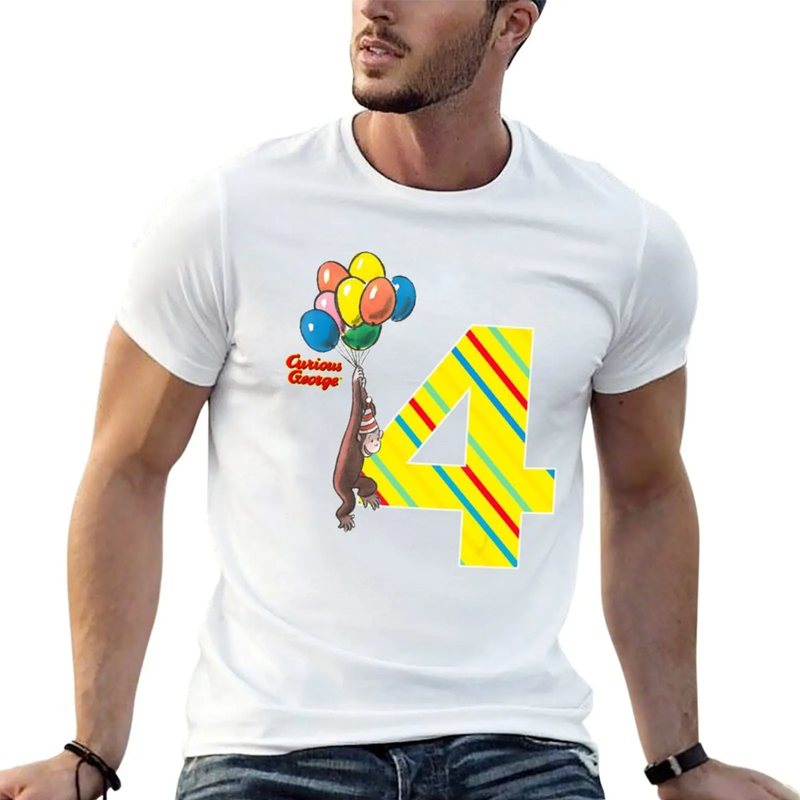 

t shirts Birthday Vintage T-Shirt Balloons man t cotton Curious 4th George designer shirt