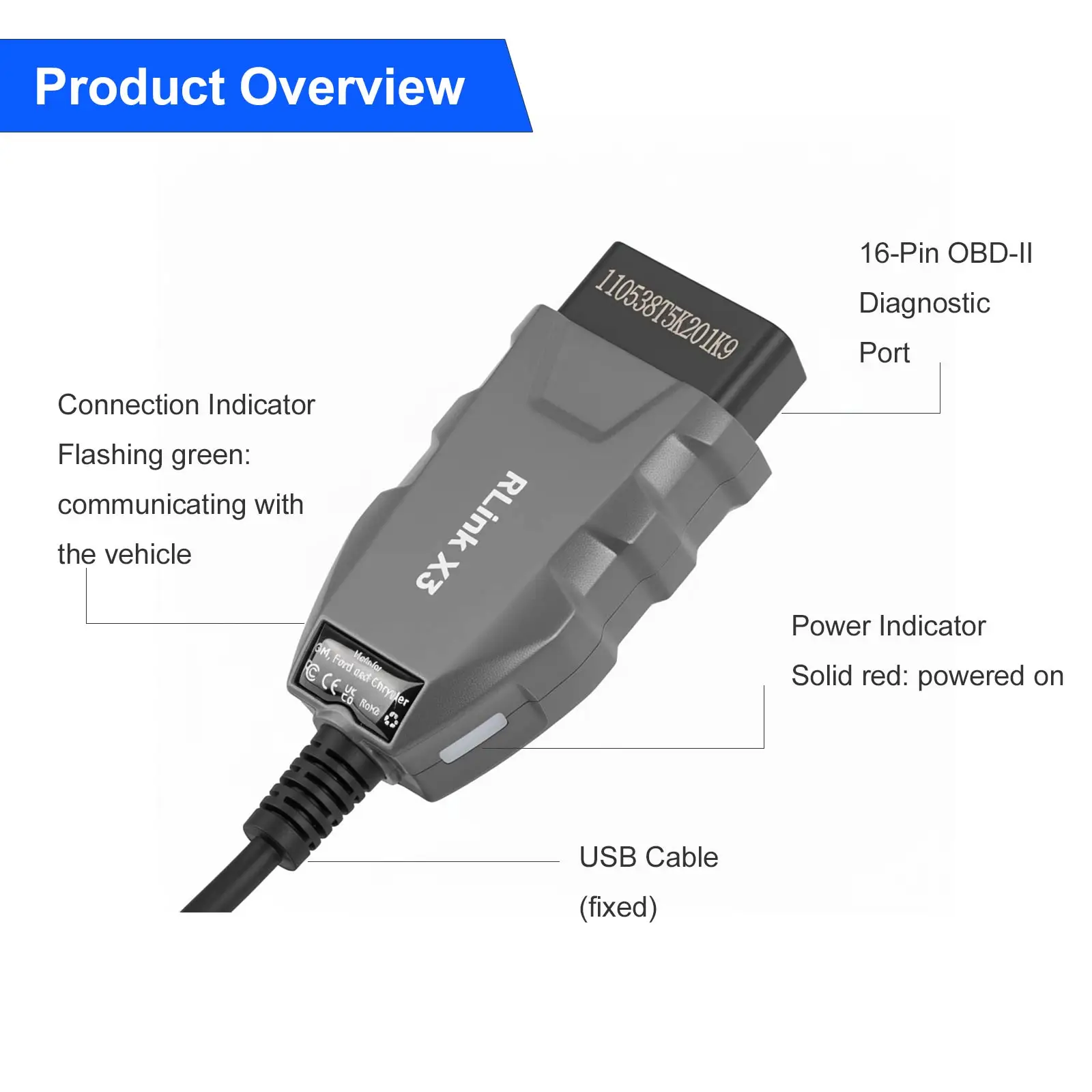 Topdon Rlink X3 For GM/Ford/Chrysler J2534 Pass-thru Programmer for US Vehicle Brands Used with GDS2/ Tech2Win/FDRS...etc