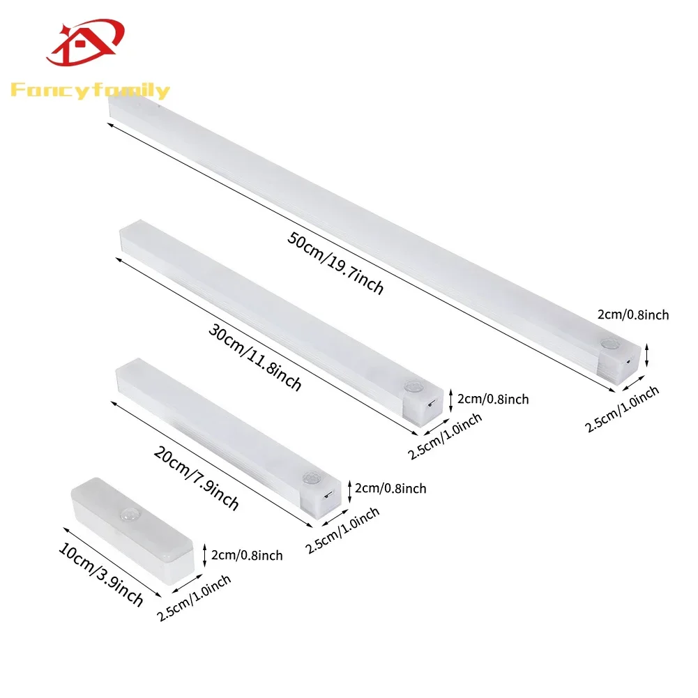 

Fancyfamily Rechargeable Dimmable Wire-free Motion Sensor LED Under Cabinet Lamp Stairs Aisle Tube Bulb