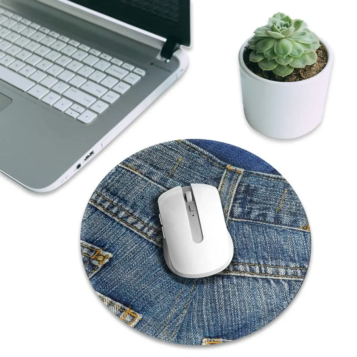 Behind Pants I Love Bluejeans Denim Round Mouse Pad Computer Keyboard Mouse Mat Gamer Laptop Desk Mat Office Accessories Table