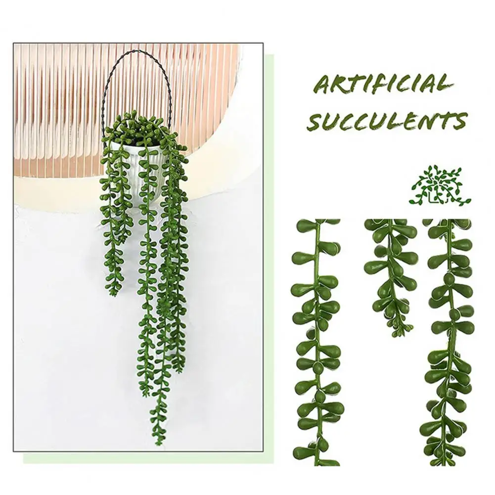 Low Maintenance Artificial Plant Realistic Hanging Succulent Plants with Faux Pearls Indoor/outdoor Home Garden for Lovers